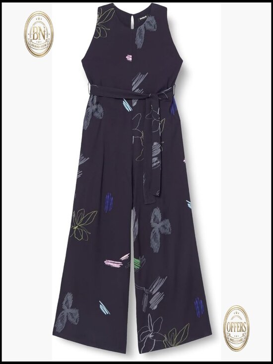 Sleeveless Viscose Jumpsuit with Zipper Closure